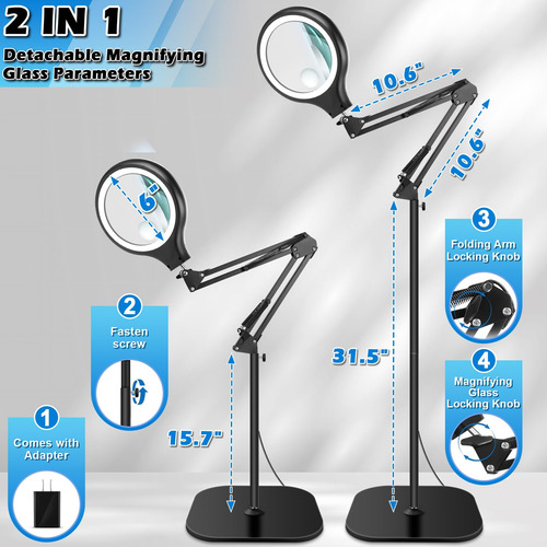 Lupa De Suelo Nzqxjxz 30 X 10 X Con Luz Y Soporte De 36 L