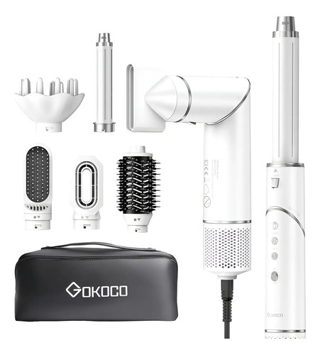 Secador De Cabelo Gokoco Com 7 Em 1 Escova Hot Air Styler Cor Branco