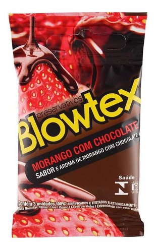 Imagem 1 de 7 de Preservativo Blowtex Morango E Chocolate C/ 3 Unidades