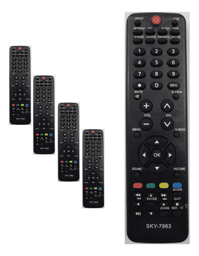 Kit 5 Controle Remoto Compatível Com Tv H Buster Led/lcd