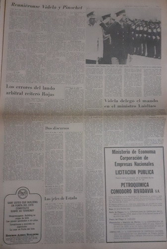 La Nacion 21/2/1978 Completo,videla Pinochet , Detalle (Usado)