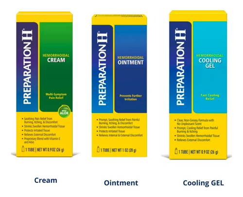 3 Pack Preparation H Hemorroides Gel Crema Y Oinment 26g C/u