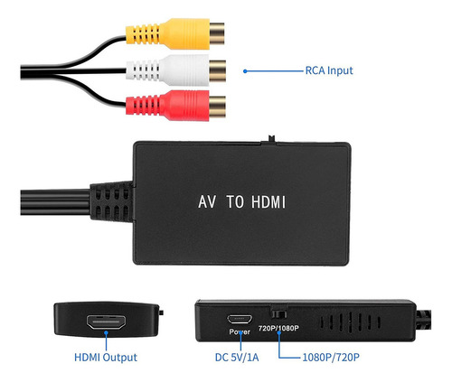 1 Gift Rca To Hdmi Converter Composto Para Hdmi