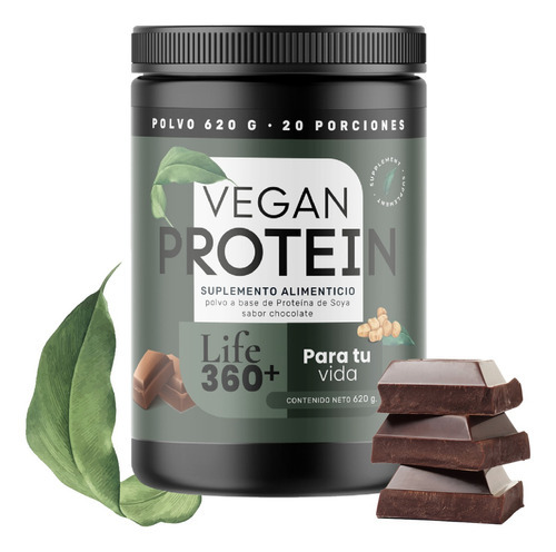 Imagen 1 de 7 de Proteína Vegana Life 360+ Soya Aminoácidos Choclate 31g Sabor Chocolate