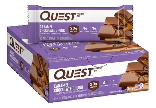 Quest Protein Bar Caramel Chocolate Chunk 12un