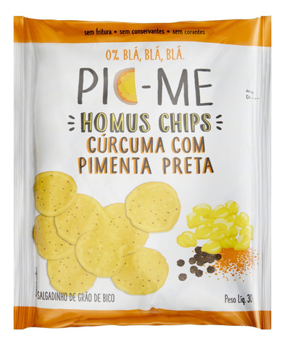 Homus Chips Cúrcuma com Pimenta-Preta Zero Lactose Pic-Me Pacote 30g