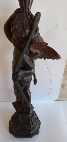 Abajur Castiçal Candelabro Em Madeira- Arte Barroco (Usado)
