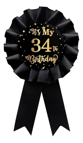 It's My 34th Birthday Party Badge Button Cartel Decorativo
