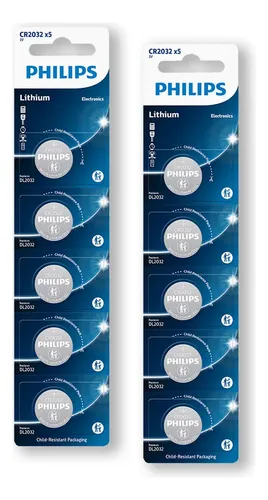 Kit 2 Cartelas Pilhas Baterias Cr2032 3v Philips Alarme
