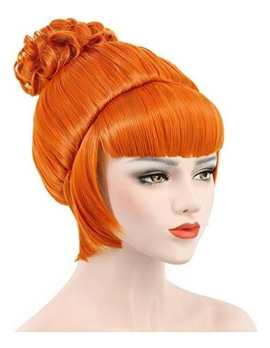 Karlery Corto Bud Ball Trenza Naranja Peluca Flequillo Plano