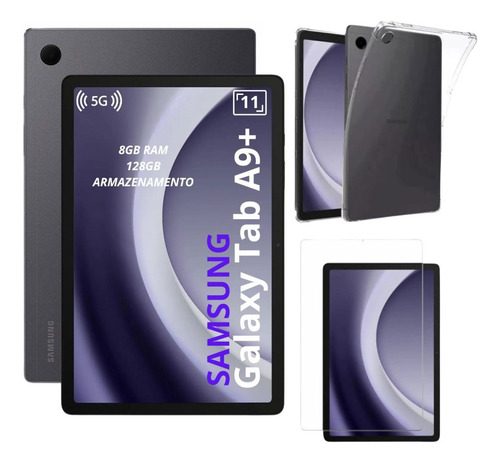 Tablet Samsung A9+ 5g 128gb 8gb C Caneta Pelicula E Capa Cinza