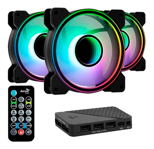 Kit De 3 Fans Aerocool Mirage 12 Pro Argb Con Controladora