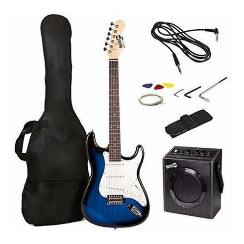 Guitarra Eléctrica Rockjam Con Amplificador De 10 Vatios Color Blue burst