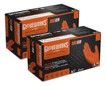 Comprar Guantes Desechables De Nitrilo Naranja Hd Sin Látex Y Polvo