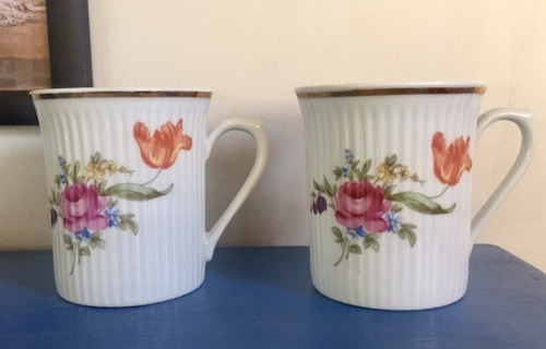 Tazas Café, Porcelana Acanalada. Graf Von Henneberg. Jlmenau (Usado)
