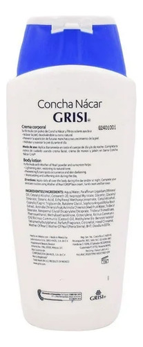 Crema Corporal Líquida Grisi Concha Nácar 400ml