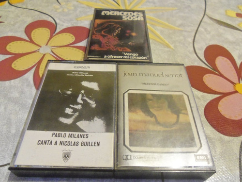J.m.serrat-m.sosa-pablo Milanes -lote De 3 Cassettes (Usado)