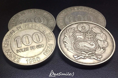 Onesmile:) Moneda De Perú 100 Soles De Oro 1980 X 4 Unidades