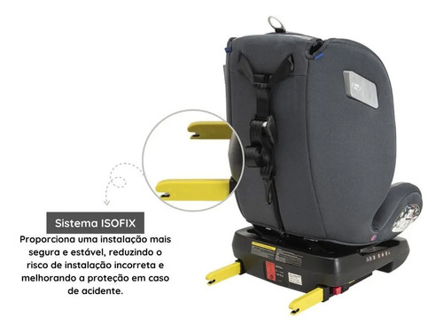 Cadeira Para Carro Kiddo Whoop 360 Isofix Top Tether Cinza