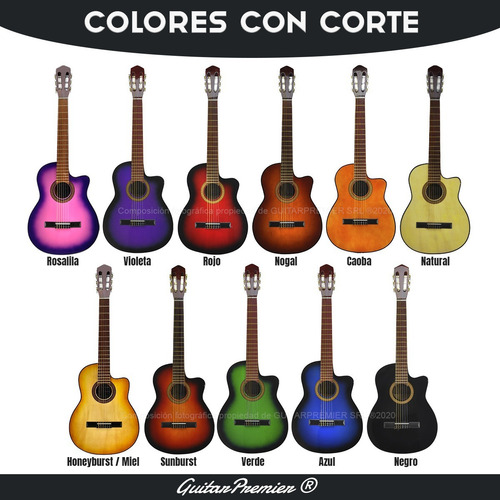 Imagen 4 de 10 de Guitarra Electrocriolla C/ Corte Acustica Funda Pua Colores