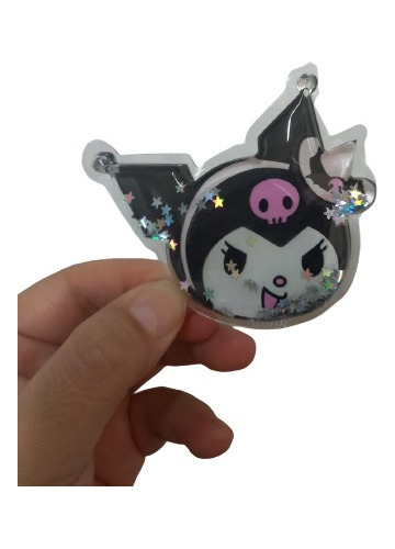 Pop Socket Para Celular Diseño Cara Kuromi Glitter