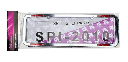 Suporte Moldura De Placa Cromado Com Refletor Para Carro Uni