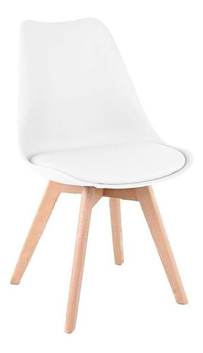 Cadeira Eames Wood Leda Branca Resistente Cor da estrutura da cadeira Marrom-claro Cor do assento Branco