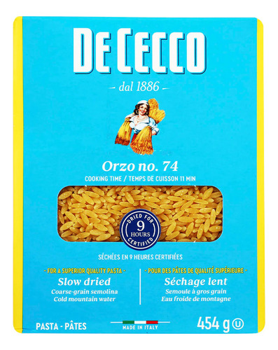 Pasta - De Cecco Orzo De Semola - 454 G