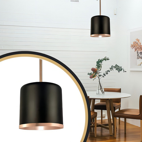 Pendente Quebec Luxo Preto Com Cobre - Nobre