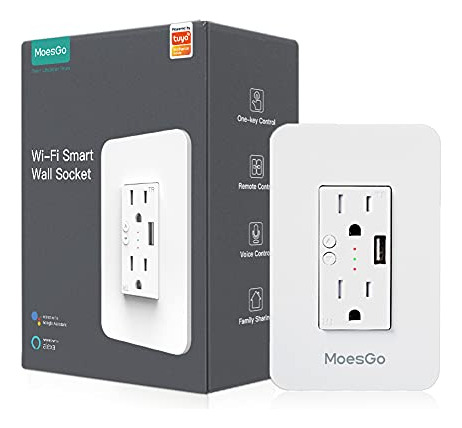 Moesgo Smart Power Wall Outlet Con Usb, Wifi Socket C2kjz