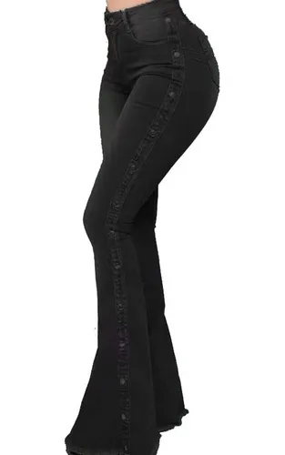 Pantalones negros acampanados hotsell