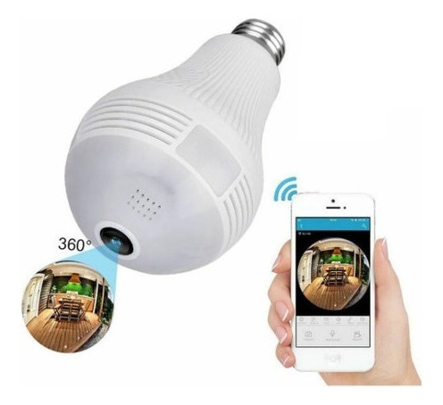 Cámara Ip Espía Lámpara 360 Wifi Alarma Y Sensor Presence