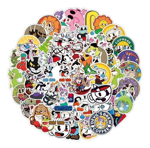 Cuphead - Set De 50 Stickers / Calcomanias / Pegatinas