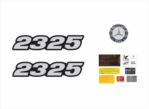 Kit Adesivo Compatível Emblema Mercedes 2325 Resinado F082 Cor Padrão