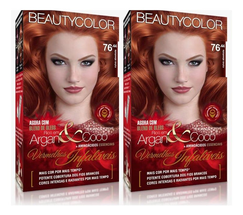 Kit  Beautycolor  Kit Beauty Color 76.44 Ruivo Absoluto - 02 Unidades tom ruivo absoluto