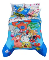 Comprar Set De Edredón Microfibra Matrimonial Bob Esponja Mar Color Multicolor Diseño de la tela Bob Esponja Fondo del Mar