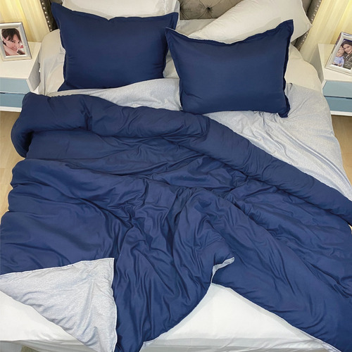 Funda Duvet Sencillo Doble Faz Melagne Azul - Gris