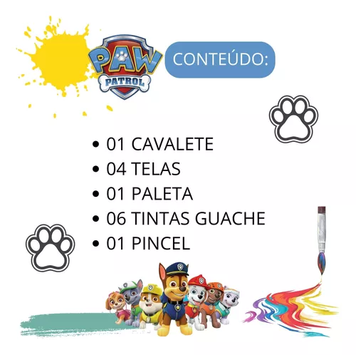 Jogo Kit Pintura Patrulha Canina Com Guache E 4 Telas