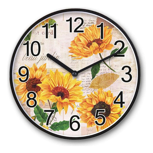 Beduke Non Ticking Wall Clock Silent Quartz Retro Sunflowers