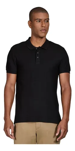 MLB 4258895117 Polo Aramis Manga Curta Piquet Mescla Basica Preto JM