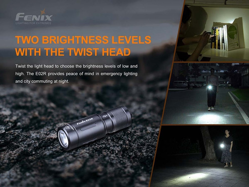 Linterna Led Fenix E02r 200 Lumens Recargable Llavero 49mts