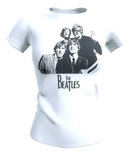 Polera The Beatles, Color Blanco Todas Tallas Hombre Y Mujer