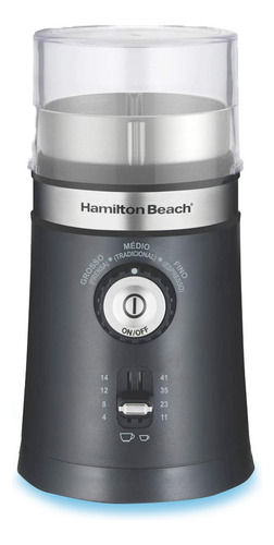 Moedor De Café Hamilton Beach Elétrico Em Inox Automático 12 Preto