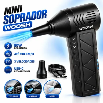 Mini Soprador Ar Turbo 130000rpm Sem Fio Recarregável Carregamento USB-C 3 Bico adaptador Preto Níveis Portátil Multiuso Limpeza Carro Portátil Acende Churrasqueira Woosh