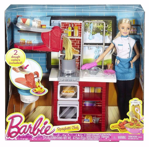 Barbie Chef De Pasta Cocina Juguetes Muñeca Niñas Cocinera