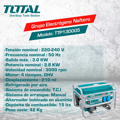Imagen 3 de 6 de Grupo Electrógeno A Nafta 3000w Total
