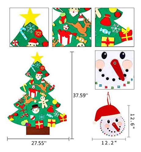 Max Fun Diy Juego De Árbol De Navidad De Fieltro Con Adornos
