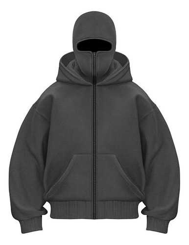 Sudadera Doble Capucha Unisex Felpa Abrigo Largo Ancho Otoño