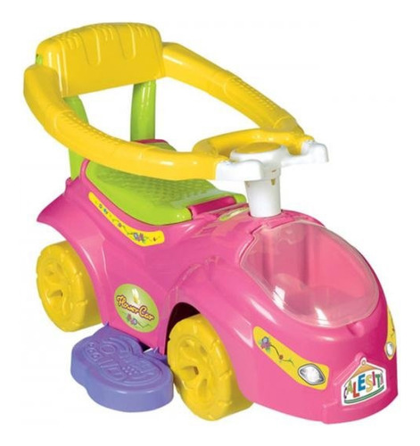 Carrinho De Passeio Para Bebe Flower Car Rosa Calesita