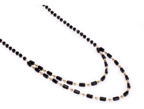 Collar Gargantilla Para Mujer Con Piedra Negra Chapa De 18k
